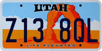 UT license plate Z138QL