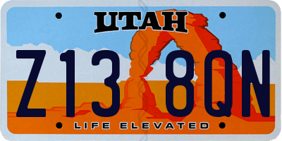 UT license plate Z138QN
