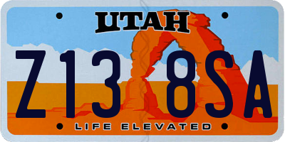 UT license plate Z138SA