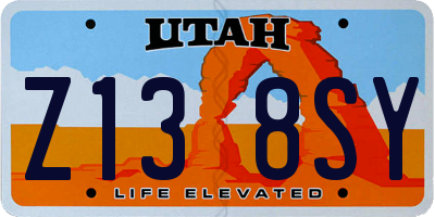 UT license plate Z138SY