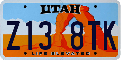 UT license plate Z138TK