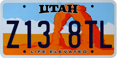 UT license plate Z138TL
