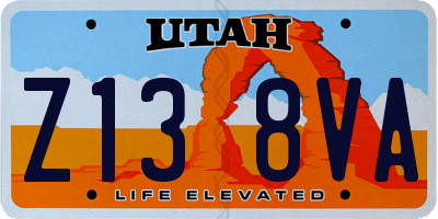 UT license plate Z138VA