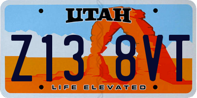 UT license plate Z138VT