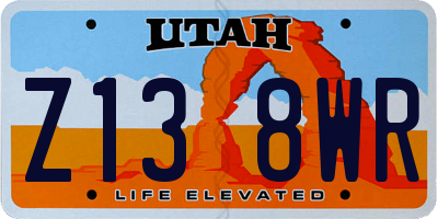 UT license plate Z138WR