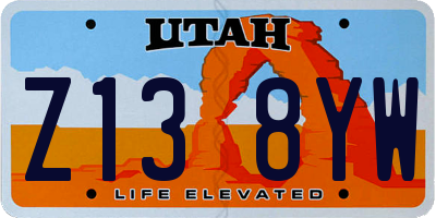UT license plate Z138YW