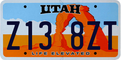 UT license plate Z138ZT