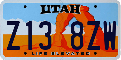 UT license plate Z138ZW