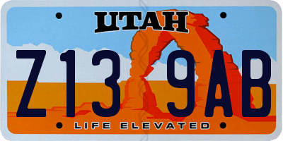 UT license plate Z139AB