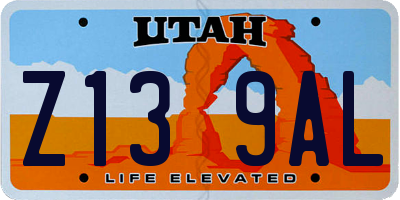 UT license plate Z139AL