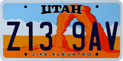 UT license plate Z139AV