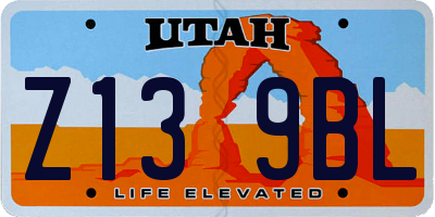UT license plate Z139BL
