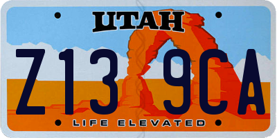 UT license plate Z139CA