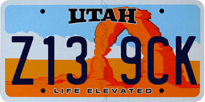 UT license plate Z139CK