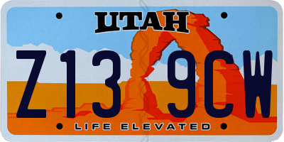 UT license plate Z139CW