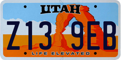 UT license plate Z139EB