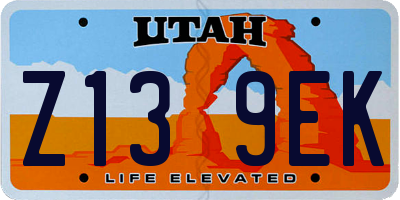 UT license plate Z139EK
