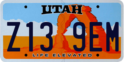 UT license plate Z139EM