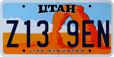 UT license plate Z139EN