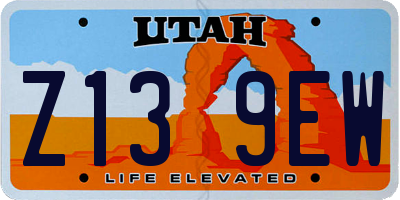 UT license plate Z139EW