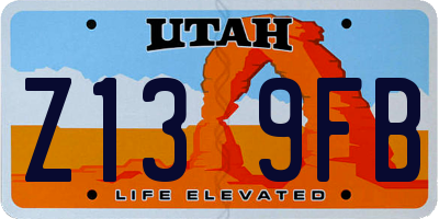 UT license plate Z139FB