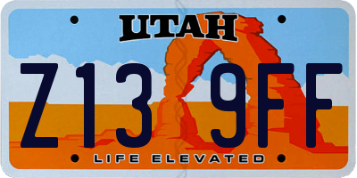 UT license plate Z139FF