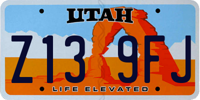 UT license plate Z139FJ
