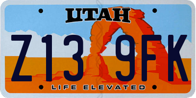 UT license plate Z139FK