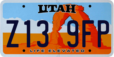 UT license plate Z139FP