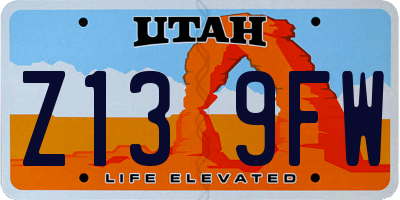 UT license plate Z139FW