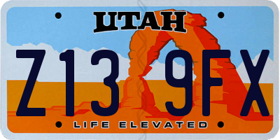 UT license plate Z139FX