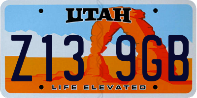 UT license plate Z139GB