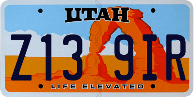 UT license plate Z139IR