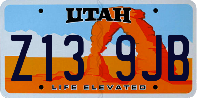 UT license plate Z139JB