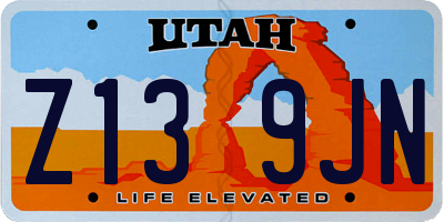 UT license plate Z139JN