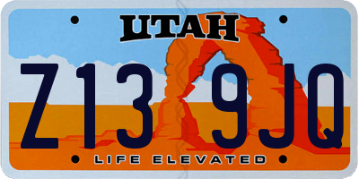 UT license plate Z139JQ