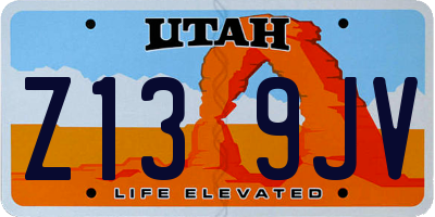 UT license plate Z139JV