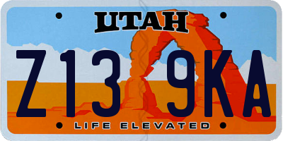 UT license plate Z139KA