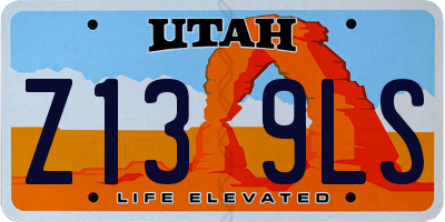 UT license plate Z139LS