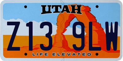 UT license plate Z139LW