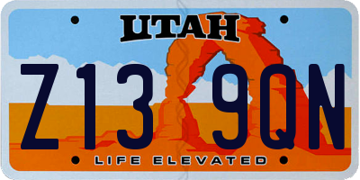 UT license plate Z139QN