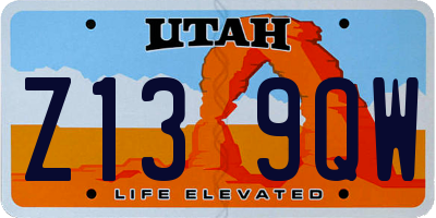 UT license plate Z139QW