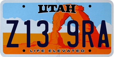 UT license plate Z139RA