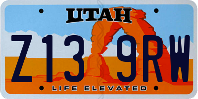 UT license plate Z139RW