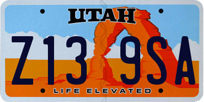 UT license plate Z139SA