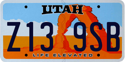 UT license plate Z139SB