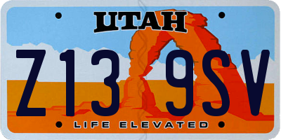 UT license plate Z139SV
