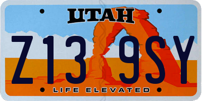 UT license plate Z139SY