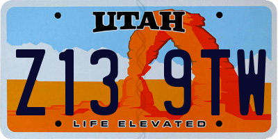 UT license plate Z139TW