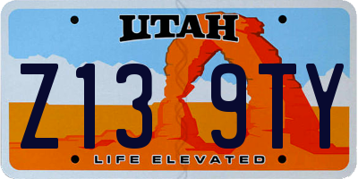 UT license plate Z139TY